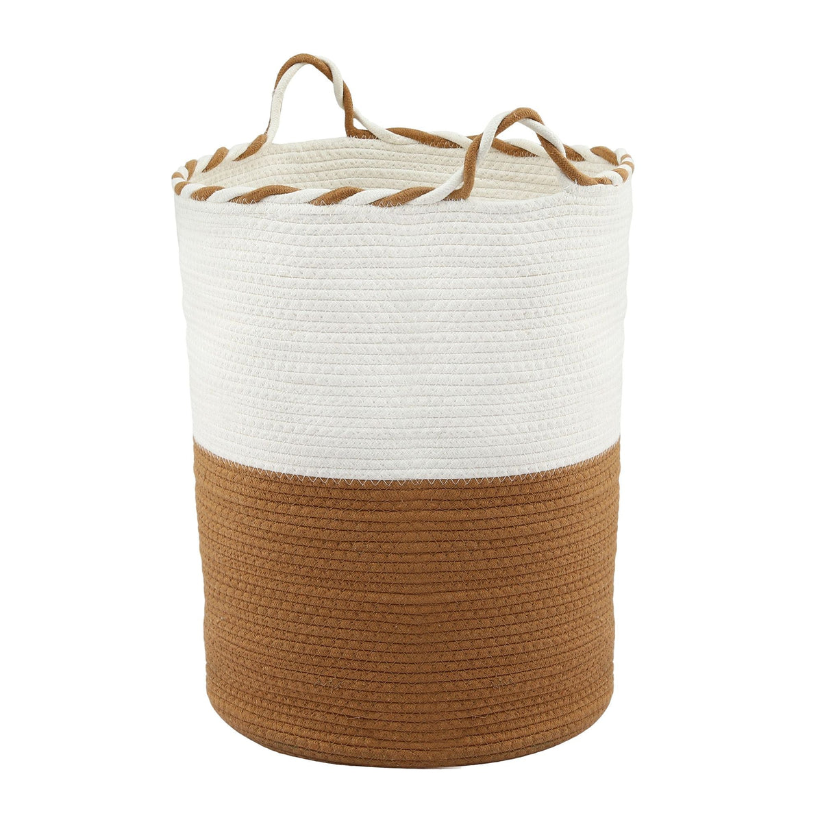 Cotton Rope Laundry Basket – White & Brown, image 10 of 10