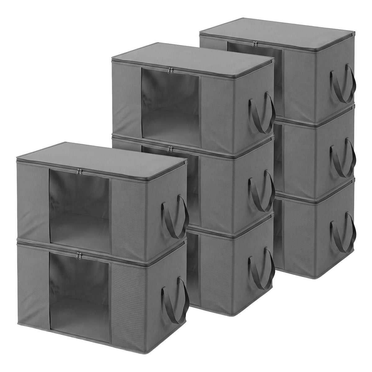 Zip-Up Blanket & Clothes Storage Bags – 84L, Pack of 8, Grey, image 2 of 10