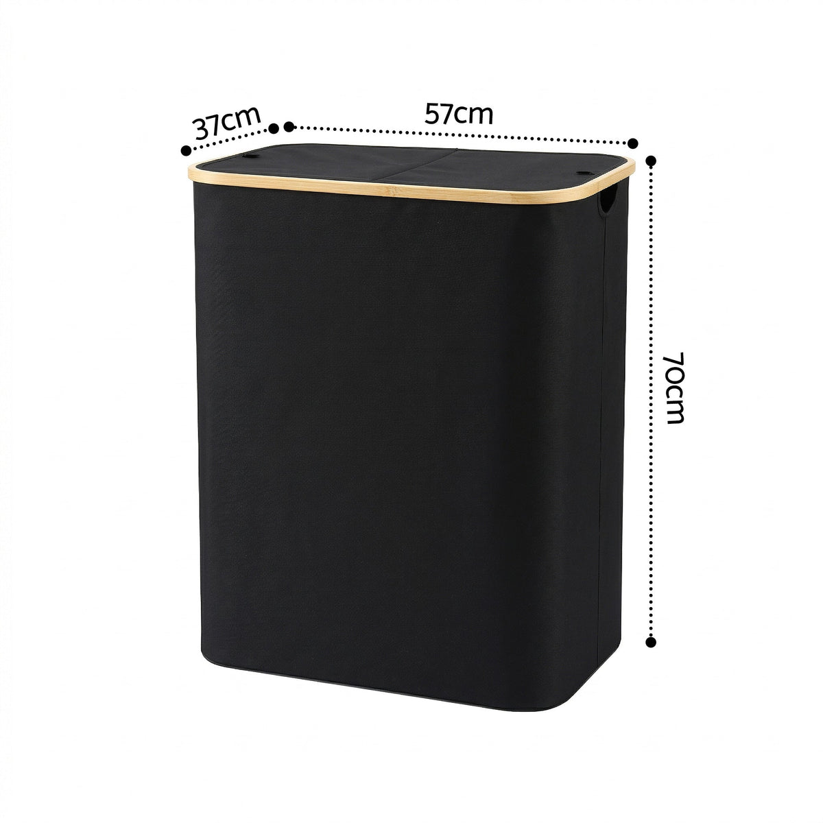 Double Laundry Hamper with Lid – 150L, Black, image 5 of 9