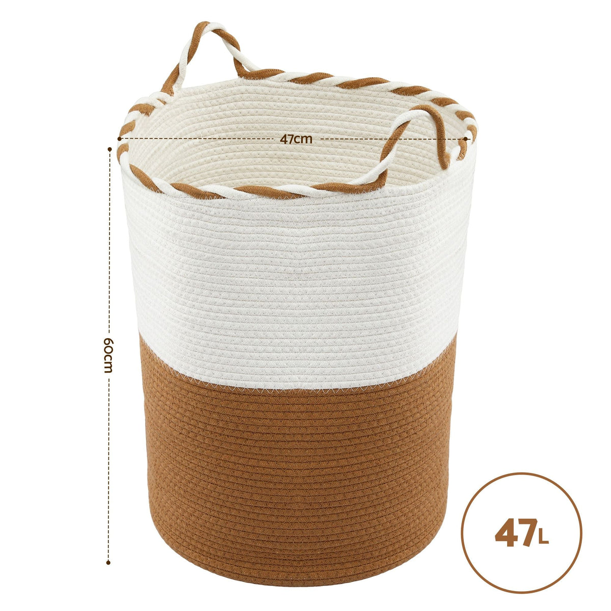 Cotton Rope Laundry Basket – White & Brown, image 2 of 10
