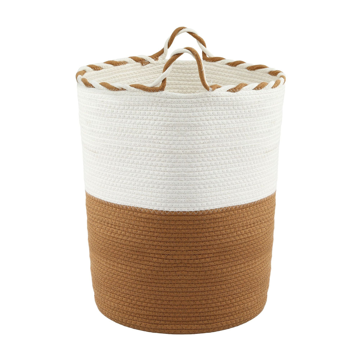 Cotton Rope Laundry Basket – White & Brown, image 3 of 10