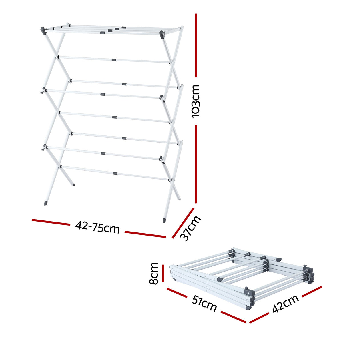 Foldable Clothes Airer – Grey & White, image 2 of 8