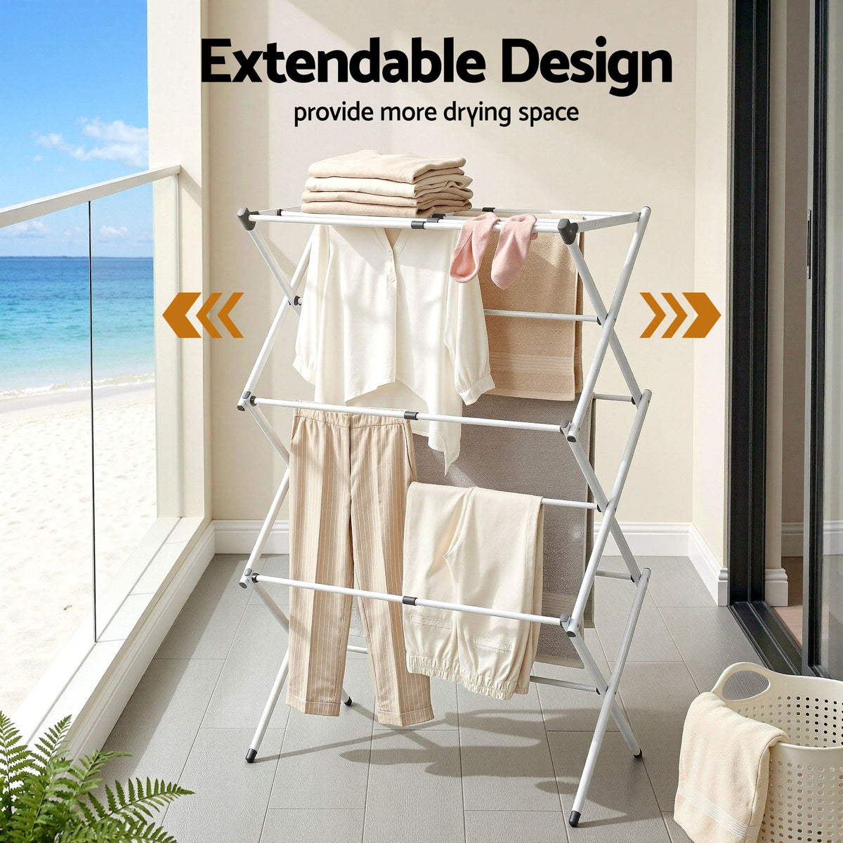 Foldable Clothes Airer – Grey & White, image 4 of 8