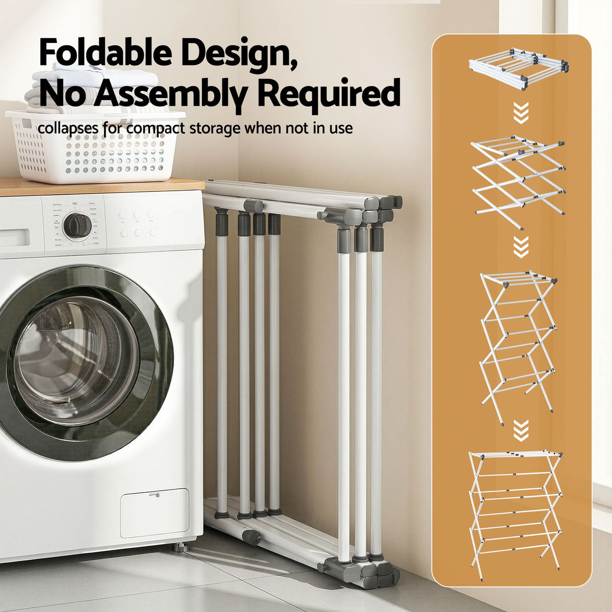 Foldable Clothes Airer – Grey & White, image 5 of 8