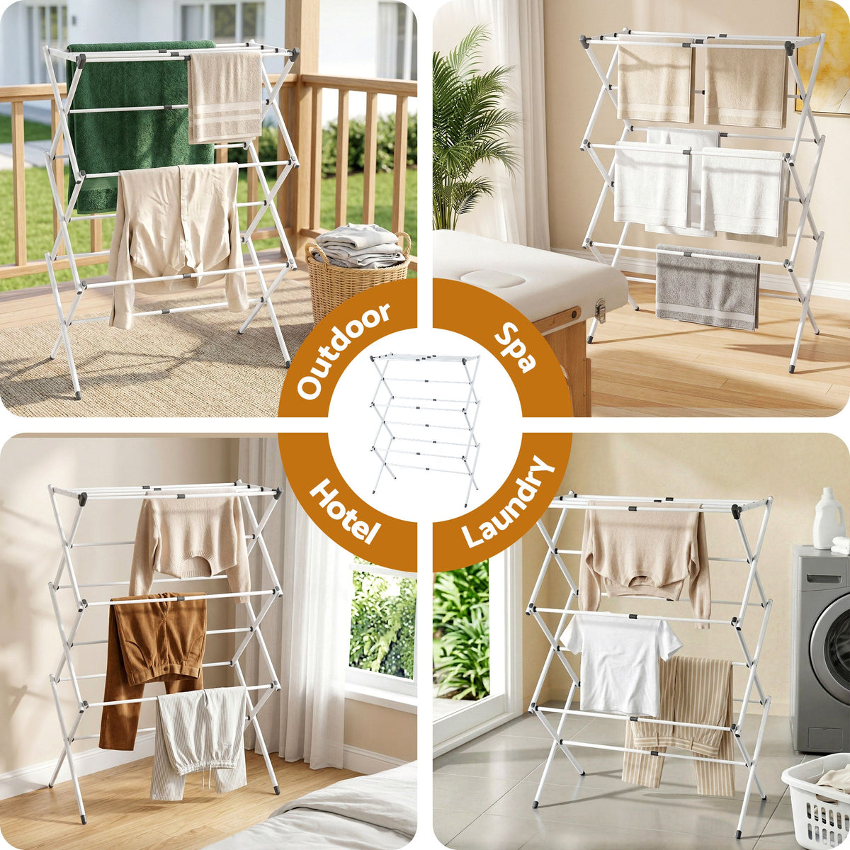 Foldable Clothes Airer – Grey & White, image 7 of 8