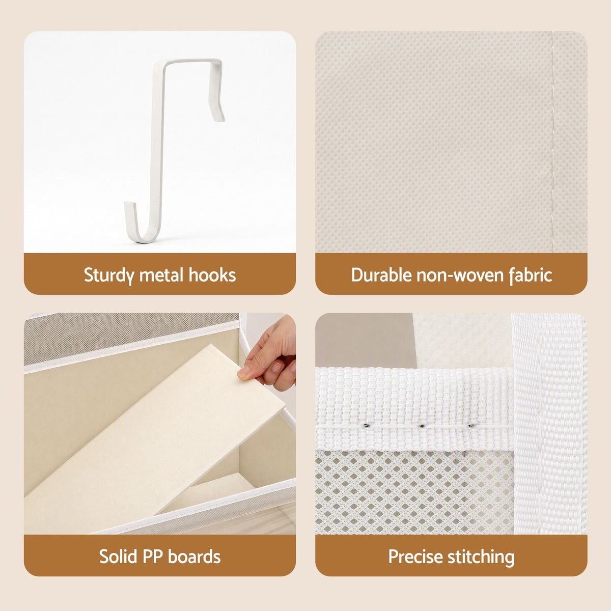 6-Tier Over-Door Organiser – Beige, image 5 of 11