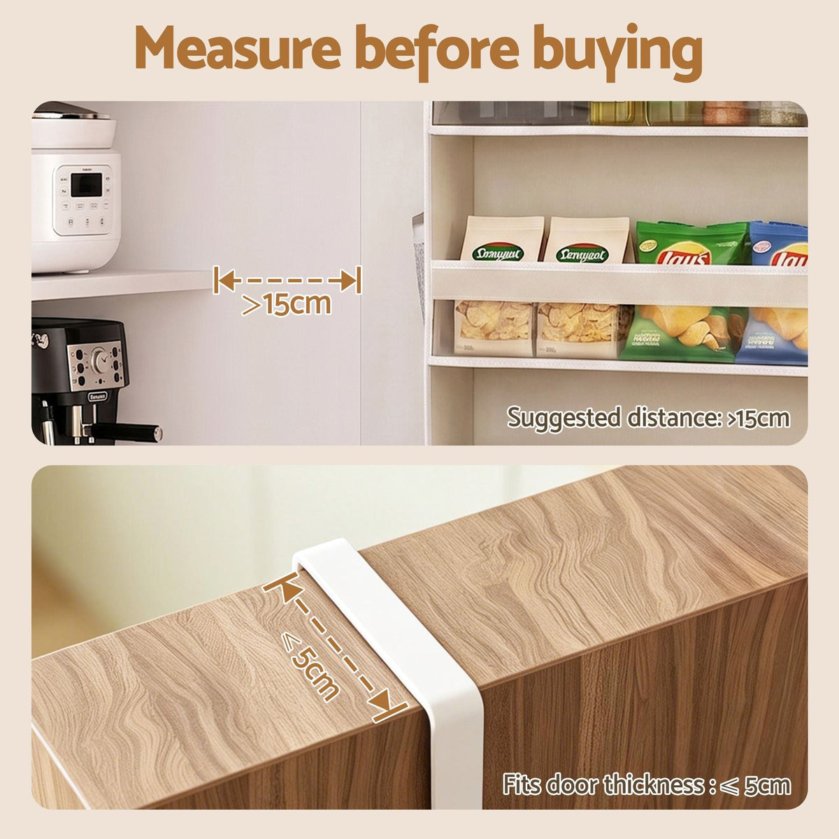 6-Tier Over-Door Organiser – Beige, image 6 of 11