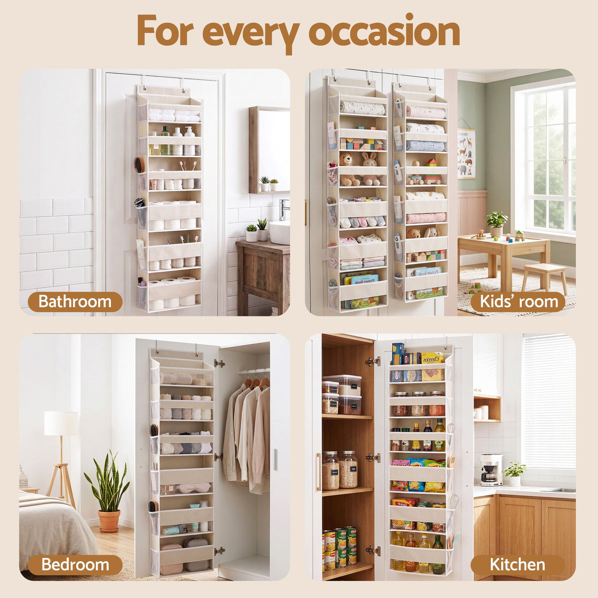 6-Tier Over-Door Organiser – Beige, image 9 of 11