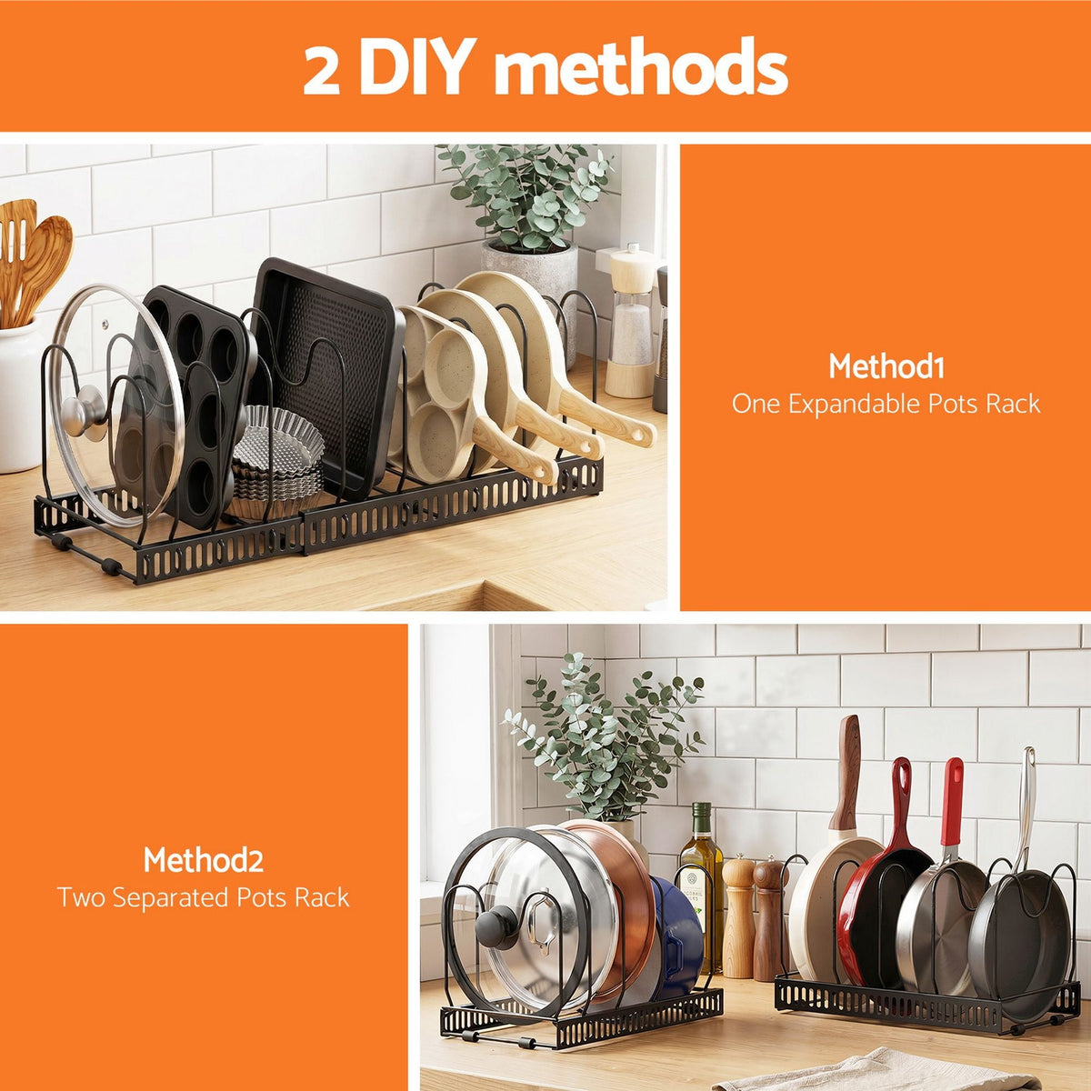 Expandable Pan & Lid Organiser – Black, image 7 of 11
