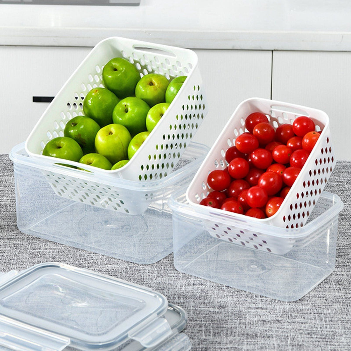 Fridge Produce Containers with Drain Baskets – Set of 3, image 7 of 8