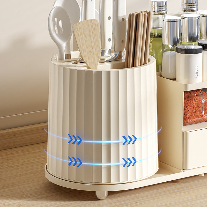 Countertop Organiser with Rotating Utensil Caddy – Cream, image 4 of 6