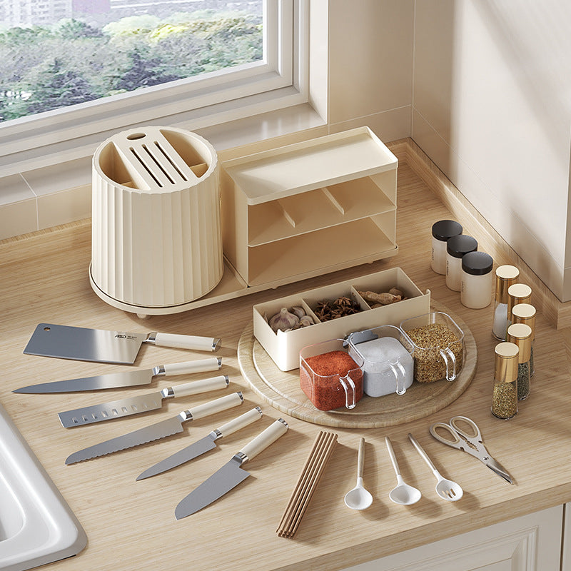 Countertop Organiser with Rotating Utensil Caddy – Cream, image 6 of 6