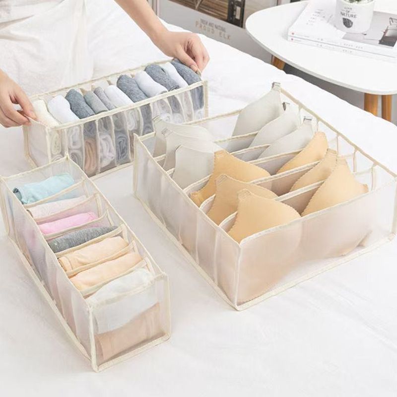 Mesh Drawer Organisers – Set of 3, Beige, image 2 of 3