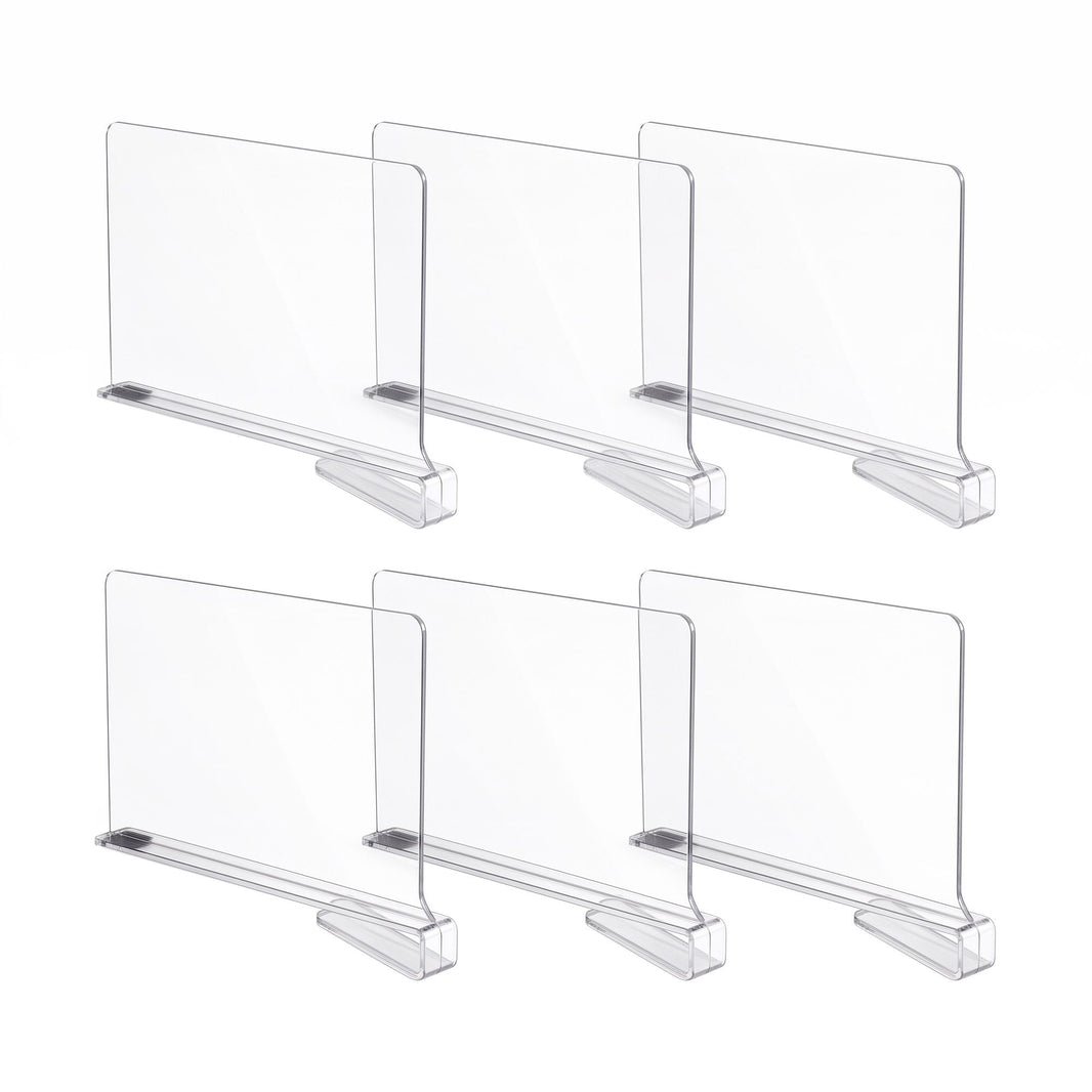 Clear Clip-On Shelf Dividers – Pack of 6