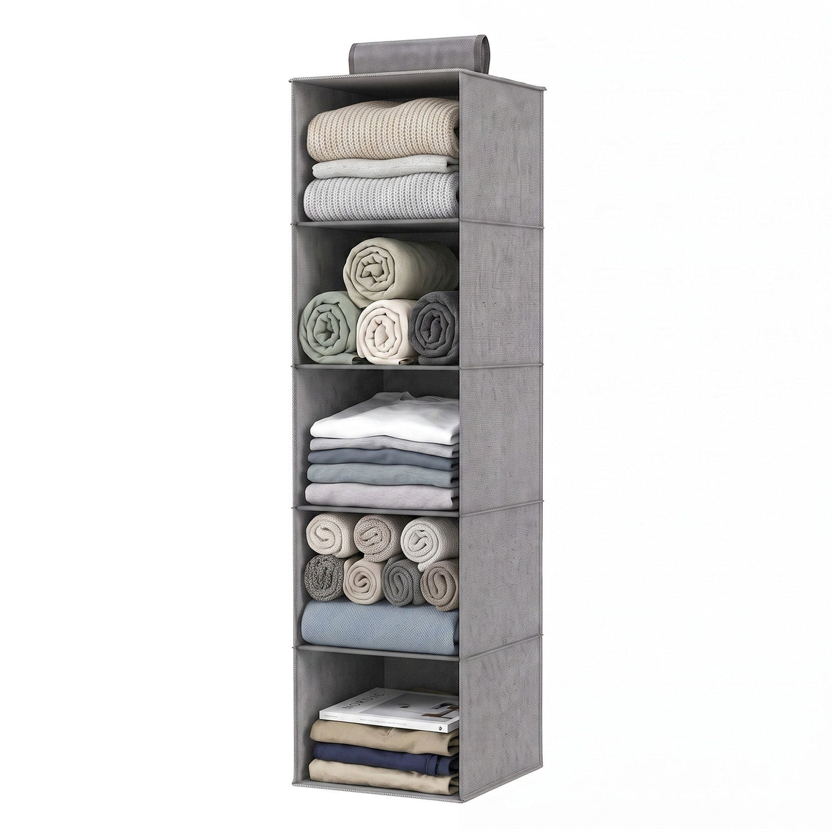 5-Shelf Hanging Wardrobe Organiser – Grey, image 2 of 6
