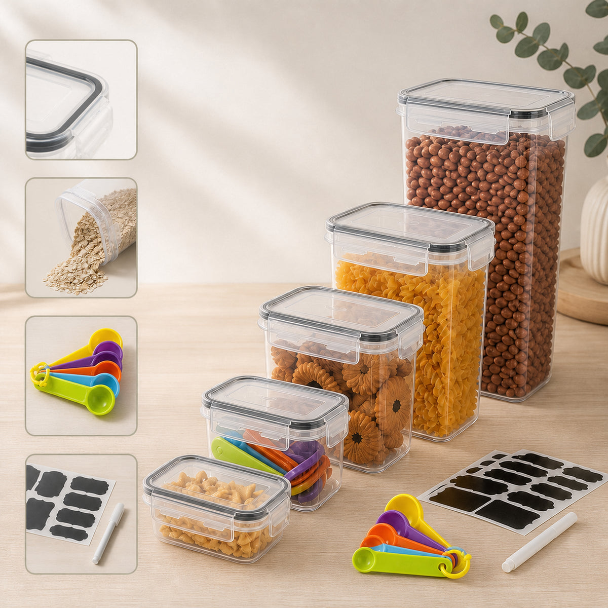 Airtight Pantry Containers – Set of 16, 4 Sizes, image 4 of 8