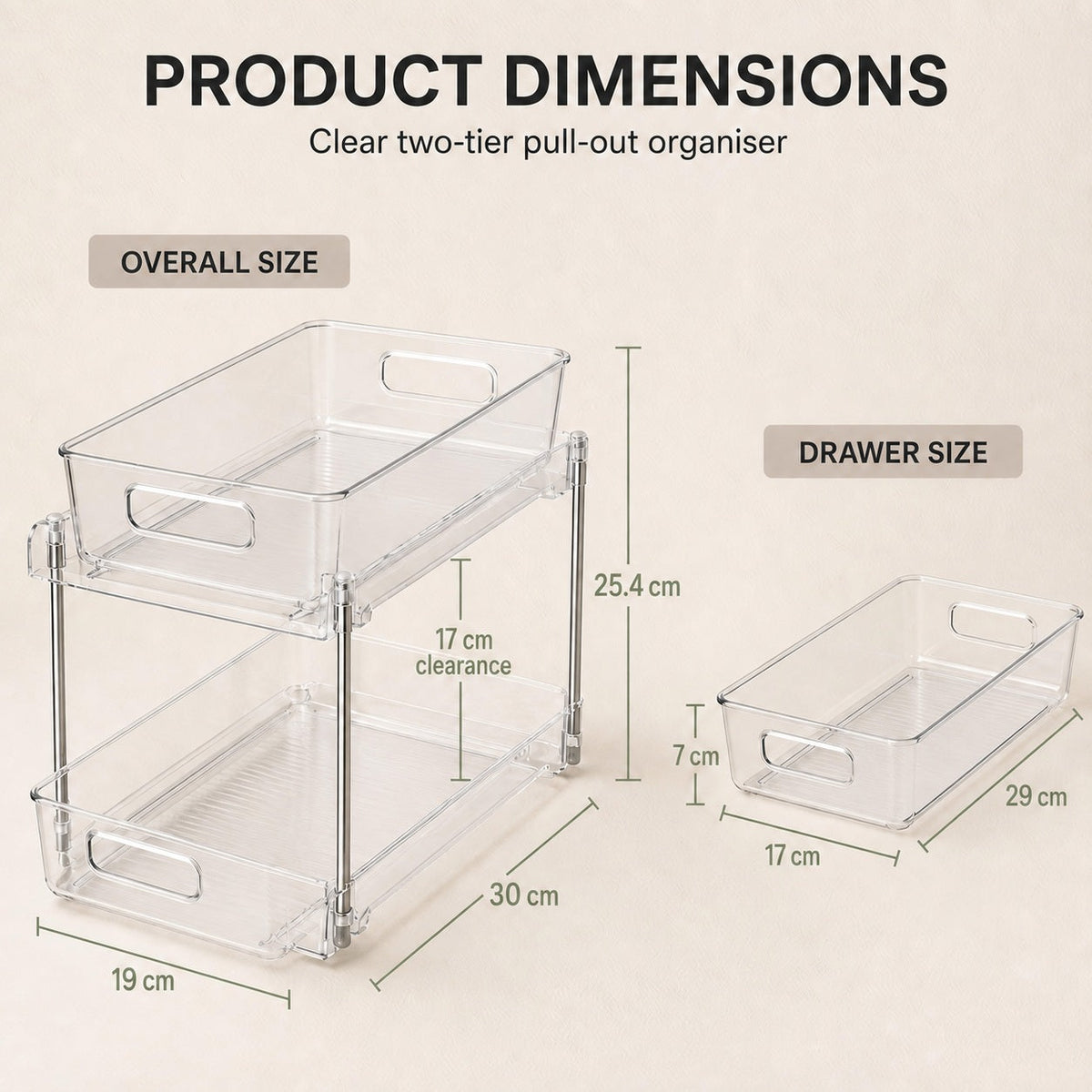 Clear Two-Tier Pull-Out Cupboard Organiser, image 4 of 8