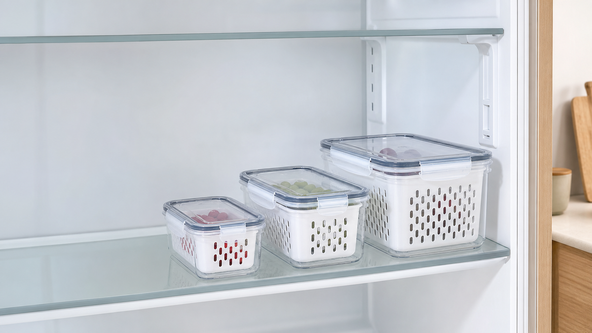 Fridge Produce Containers with Drain Baskets – Set of 3, image 5 of 8