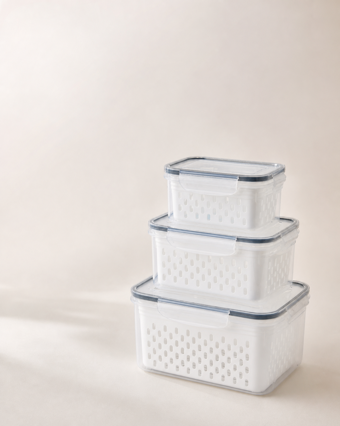Fridge Produce Containers with Drain Baskets – Set of 3, image 6 of 8