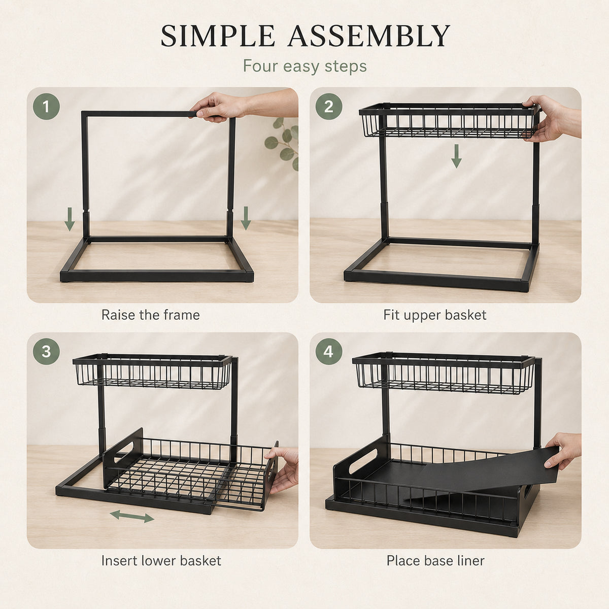 Under-Sink Organiser Pair – Metal, Two-Tier, image 5 of 6