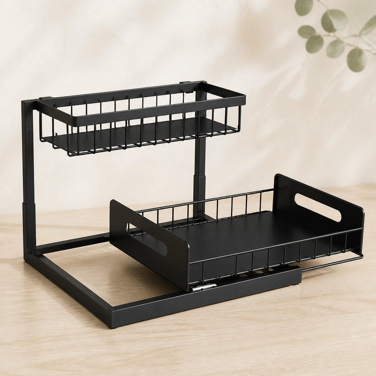 Metal Two-Tier Pull-Out Under-Sink Organiser – Black, image 4 of 8