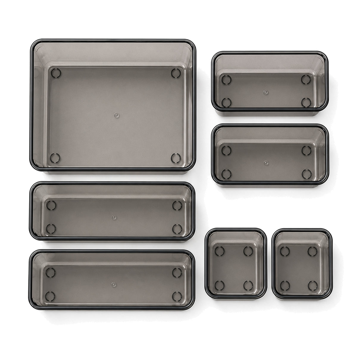 Modular Drawer Organisers – Set of 7, Transparent Black, image 2 of 7