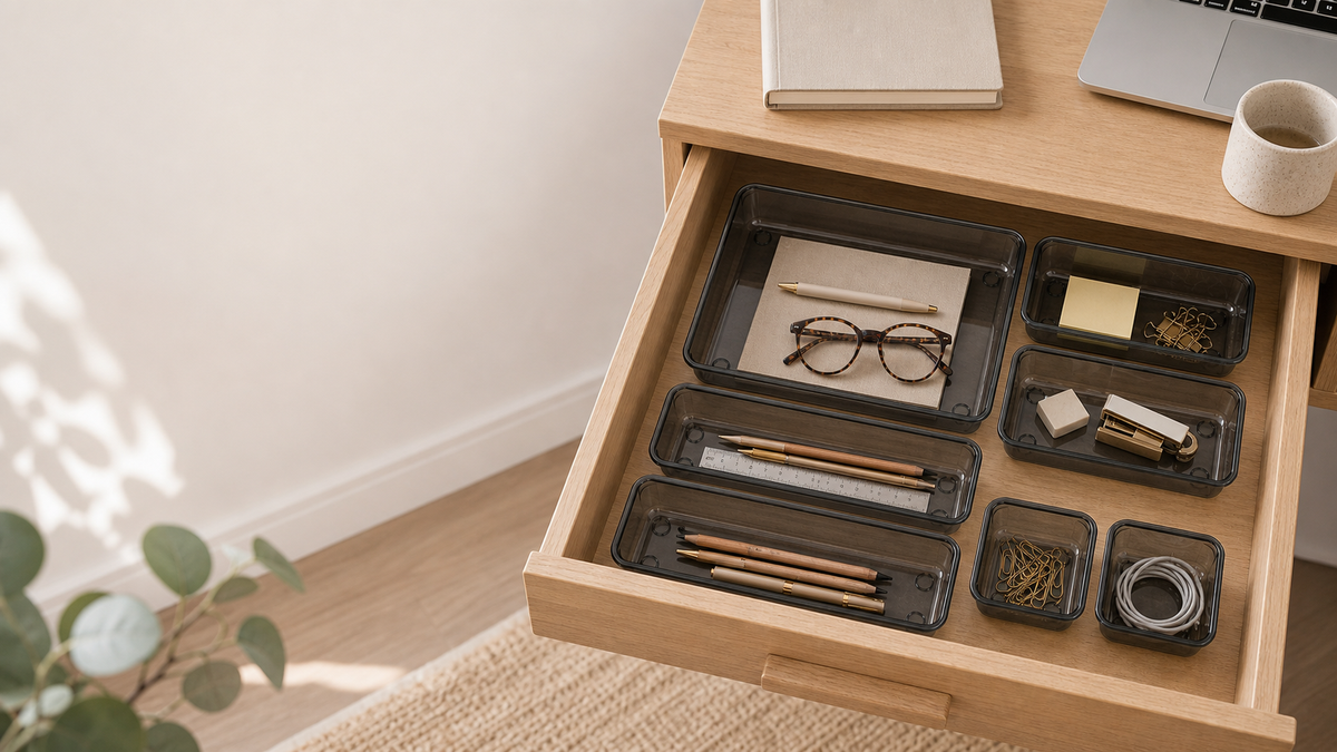 Modular Drawer Organisers – Set of 7, Transparent Black, image 7 of 7