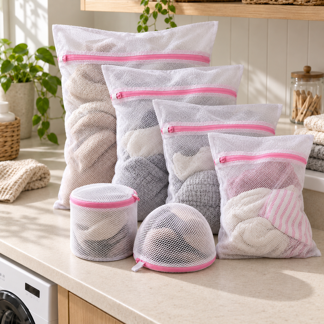 Mesh Laundry Wash Bags – Set of 6